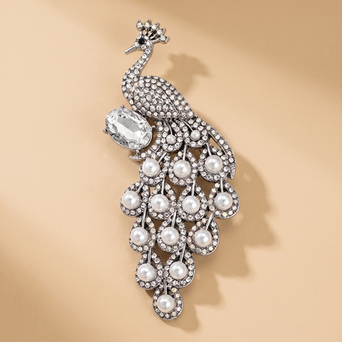Broche Paon Vintage · Perles & Cristal