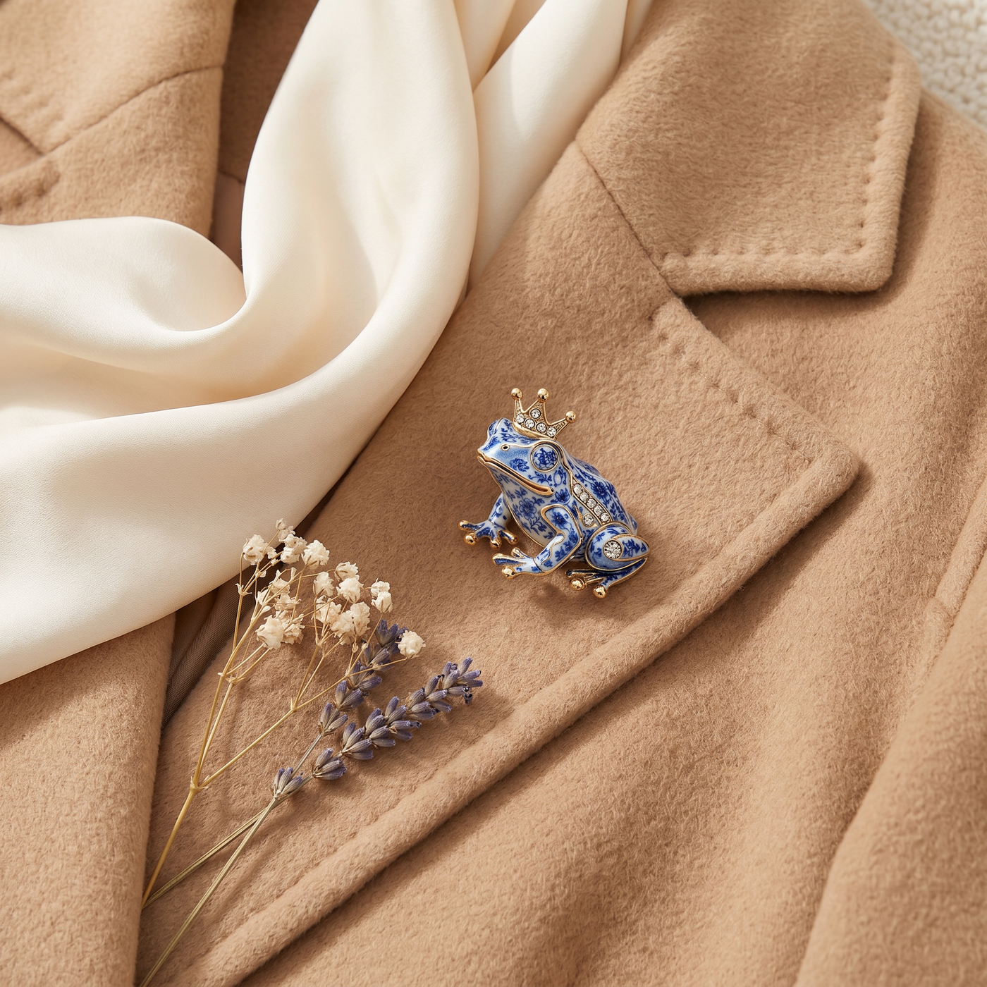 Broche Grenouille en cristal, bijou vintage Alyvoa · Blanc / Bleu