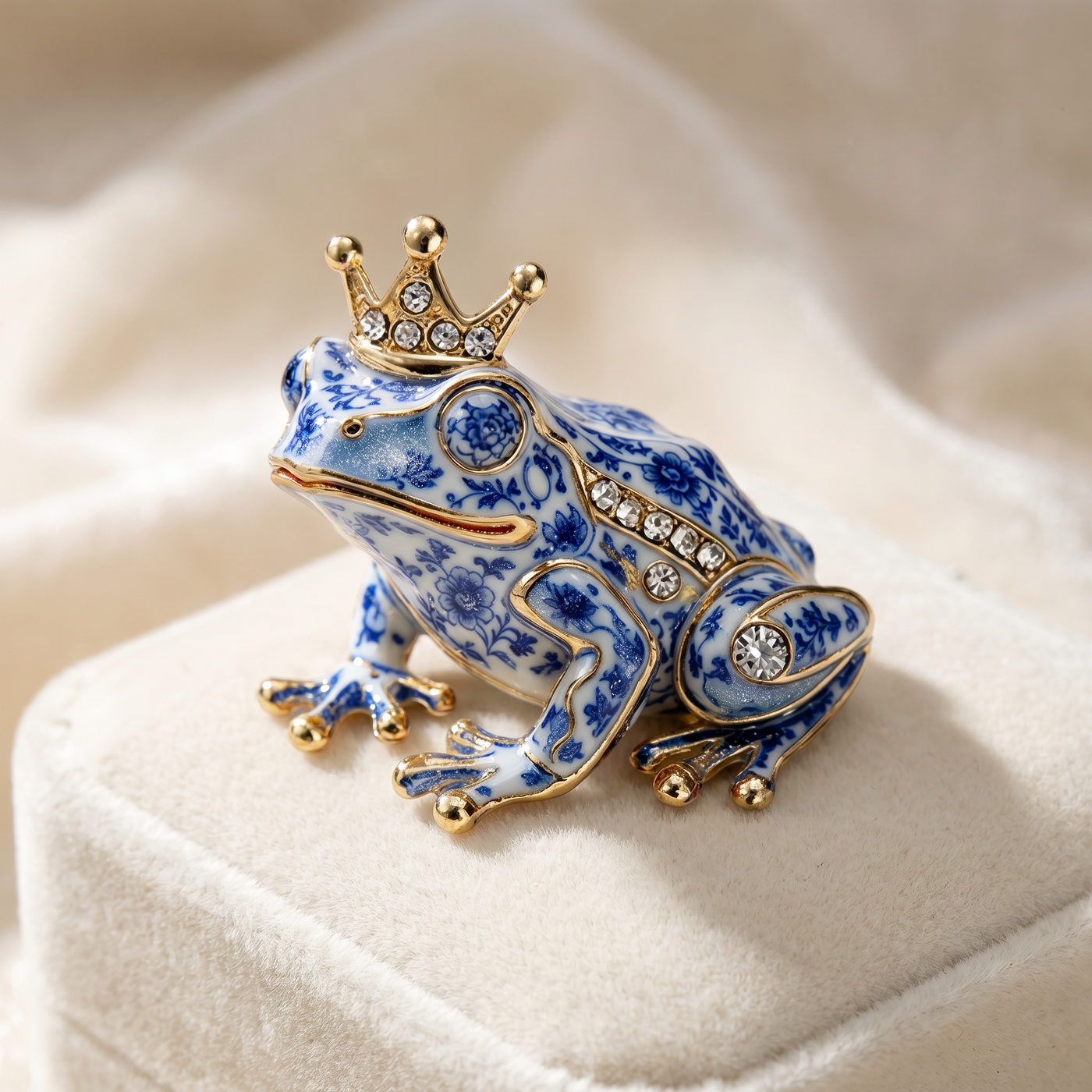 Broche Grenouille en cristal, bijou vintage Alyvoa · Blanc / Bleu