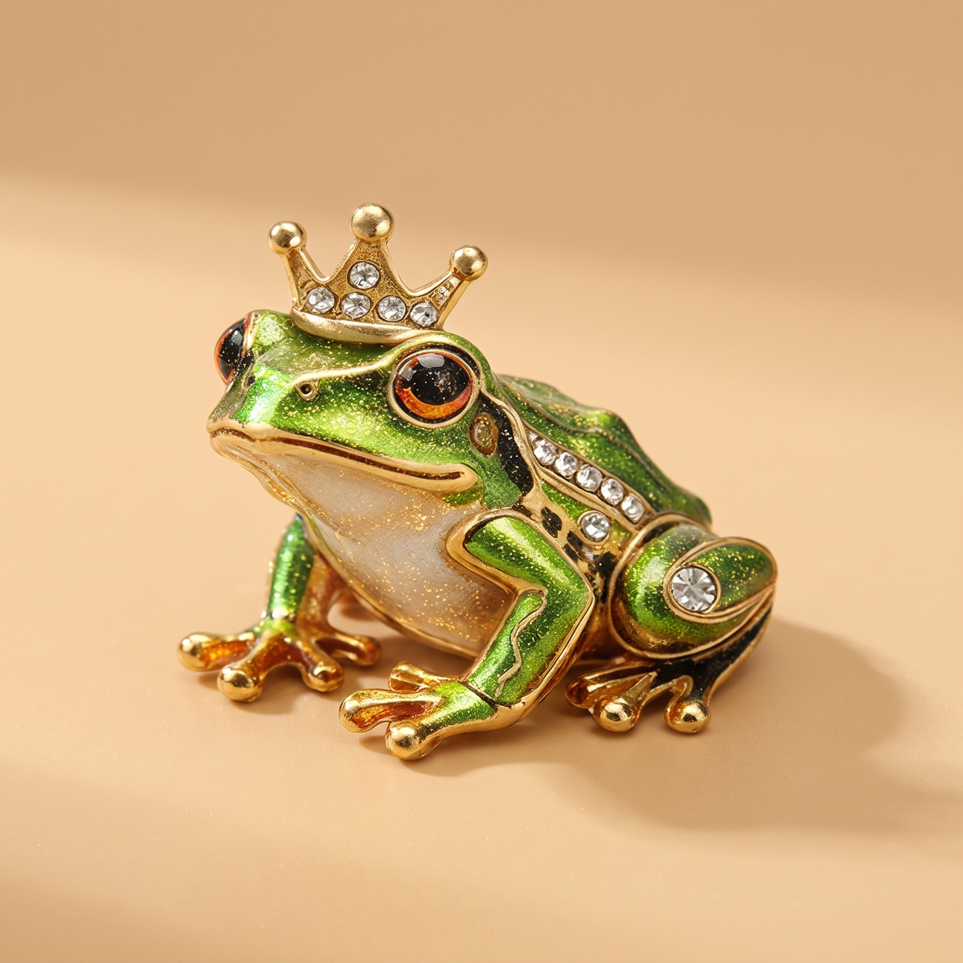 Broche Grenouille en cristal, bijou vintage Alyvoa portée sur un revers · Vert