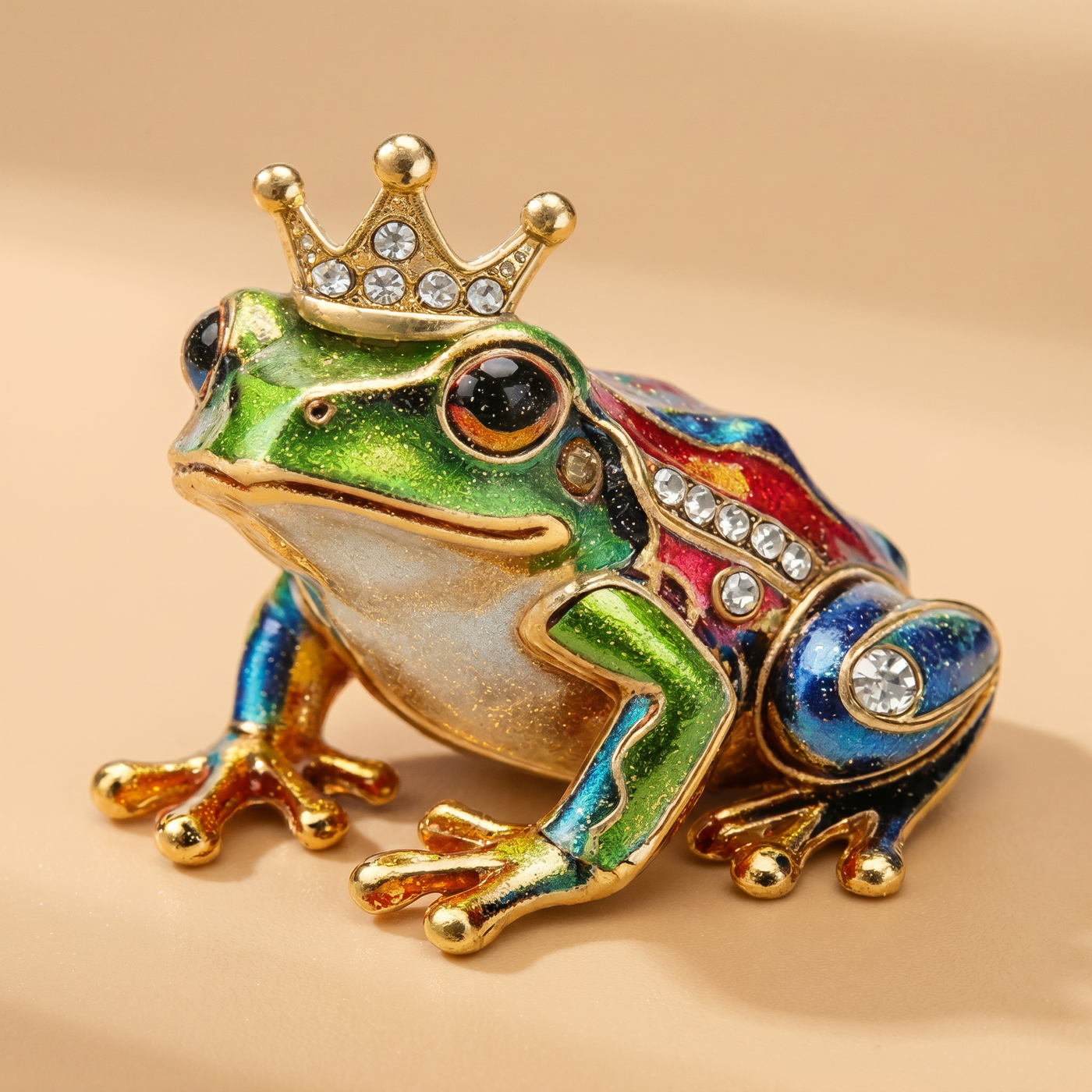 Broche Grenouille en cristal, bijou vintage Alyvoa tenue à la main · Multicolore