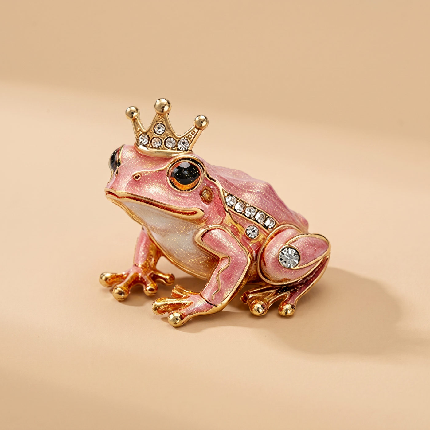 Broche Grenouille en cristal, bijou vintage Alyvoa en situation · Rose