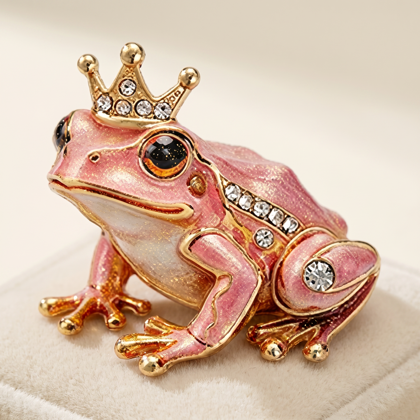 Broche Grenouille en cristal, bijou vintage Alyvoa en situation · Rose