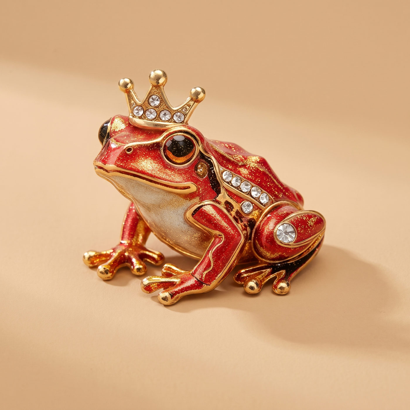 Broche Grenouille en cristal, bijou vintage Alyvoa vue en gros plan · Rouge