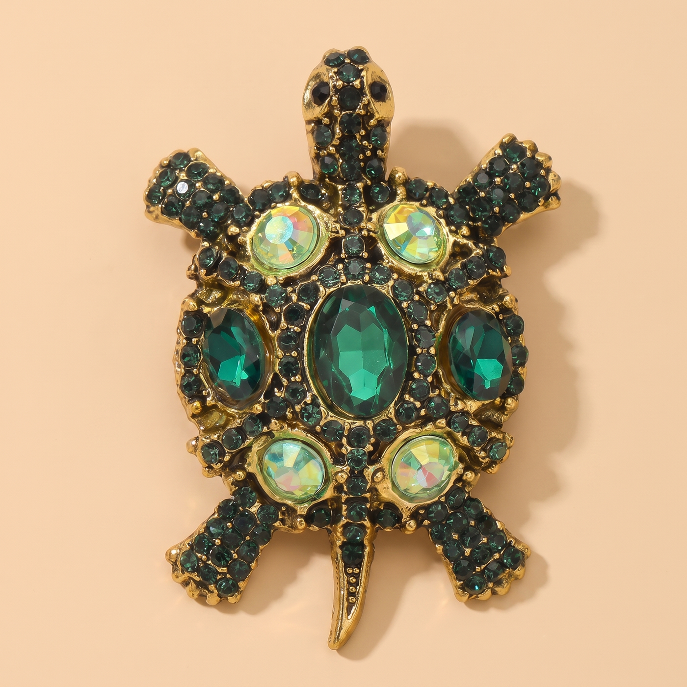Broche Tortue en cristal, bijou vintage Alyvoa