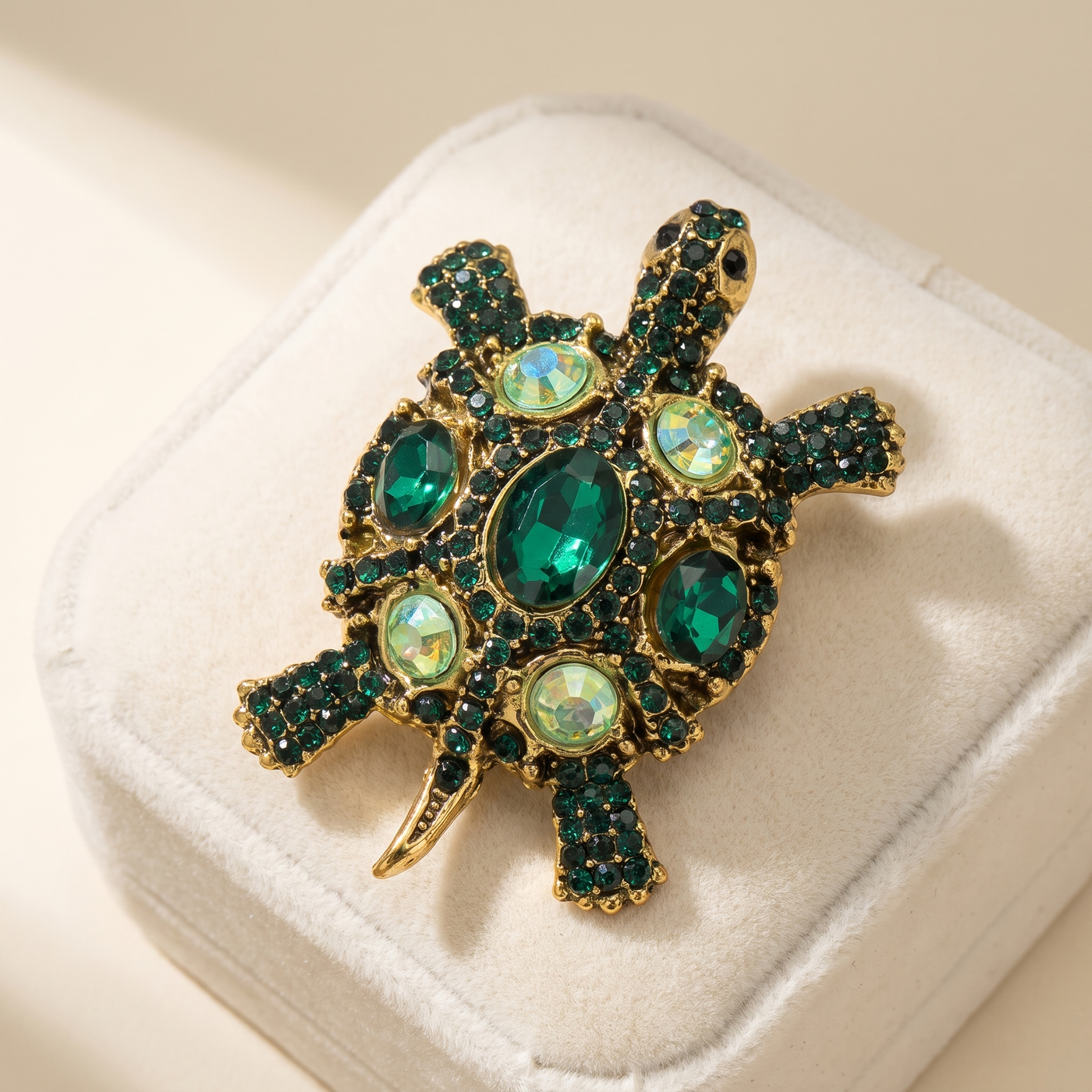 Broche Tortue en cristal, bijou vintage Alyvoa