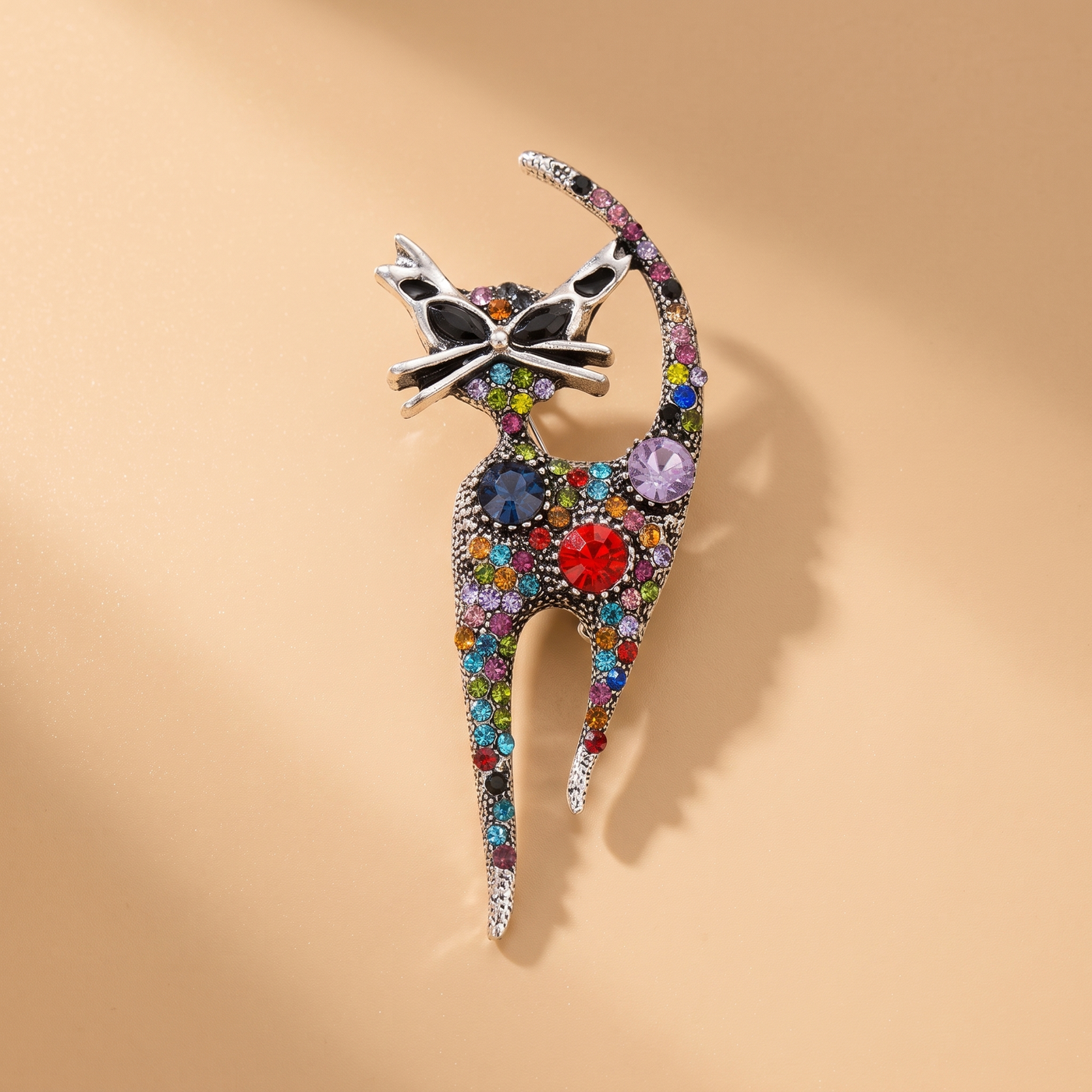 Broche Chat, bijou fantaisie vintage Alyvoa
