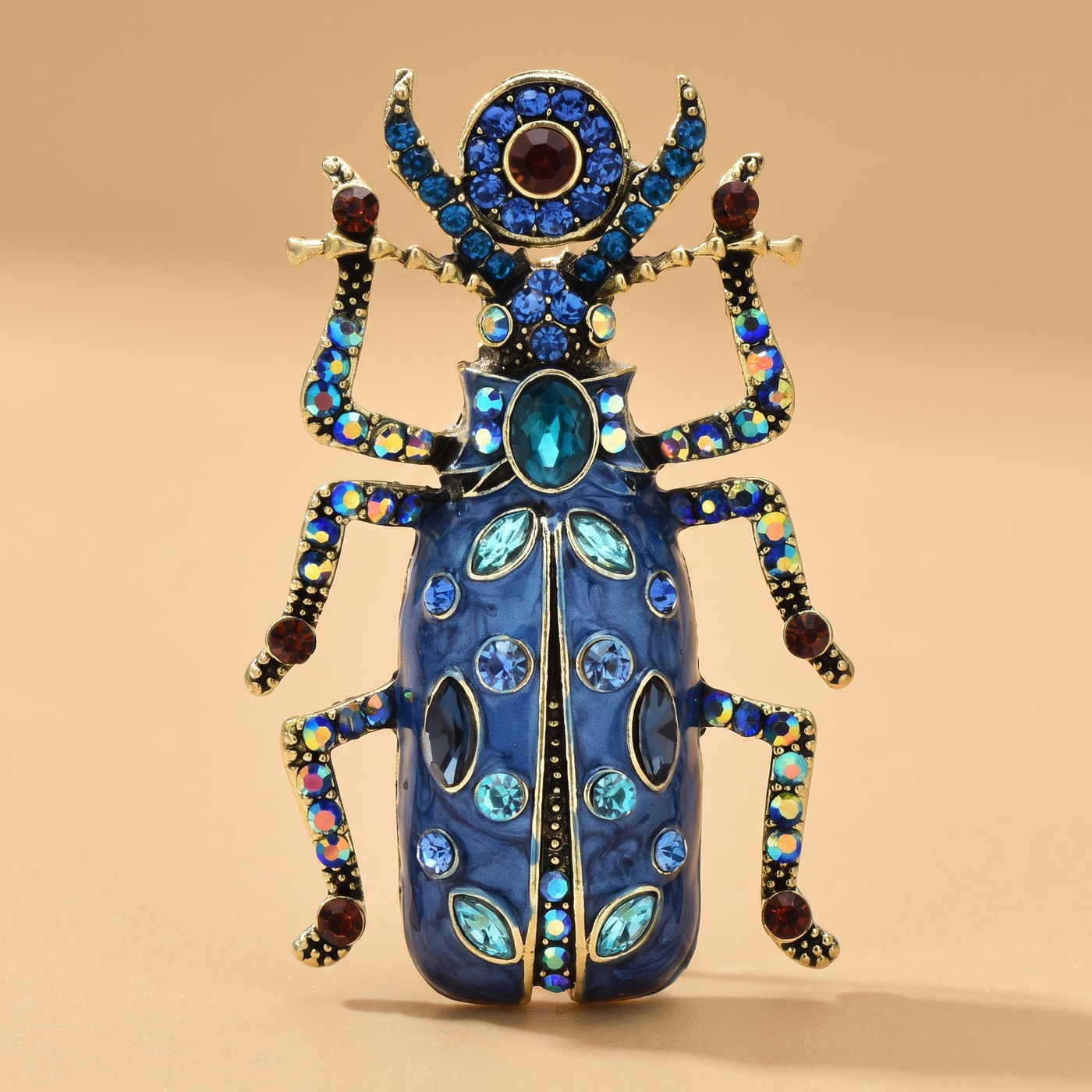 Broche Scarabée en cristal, bijou vintage Alyvoa · Bleu