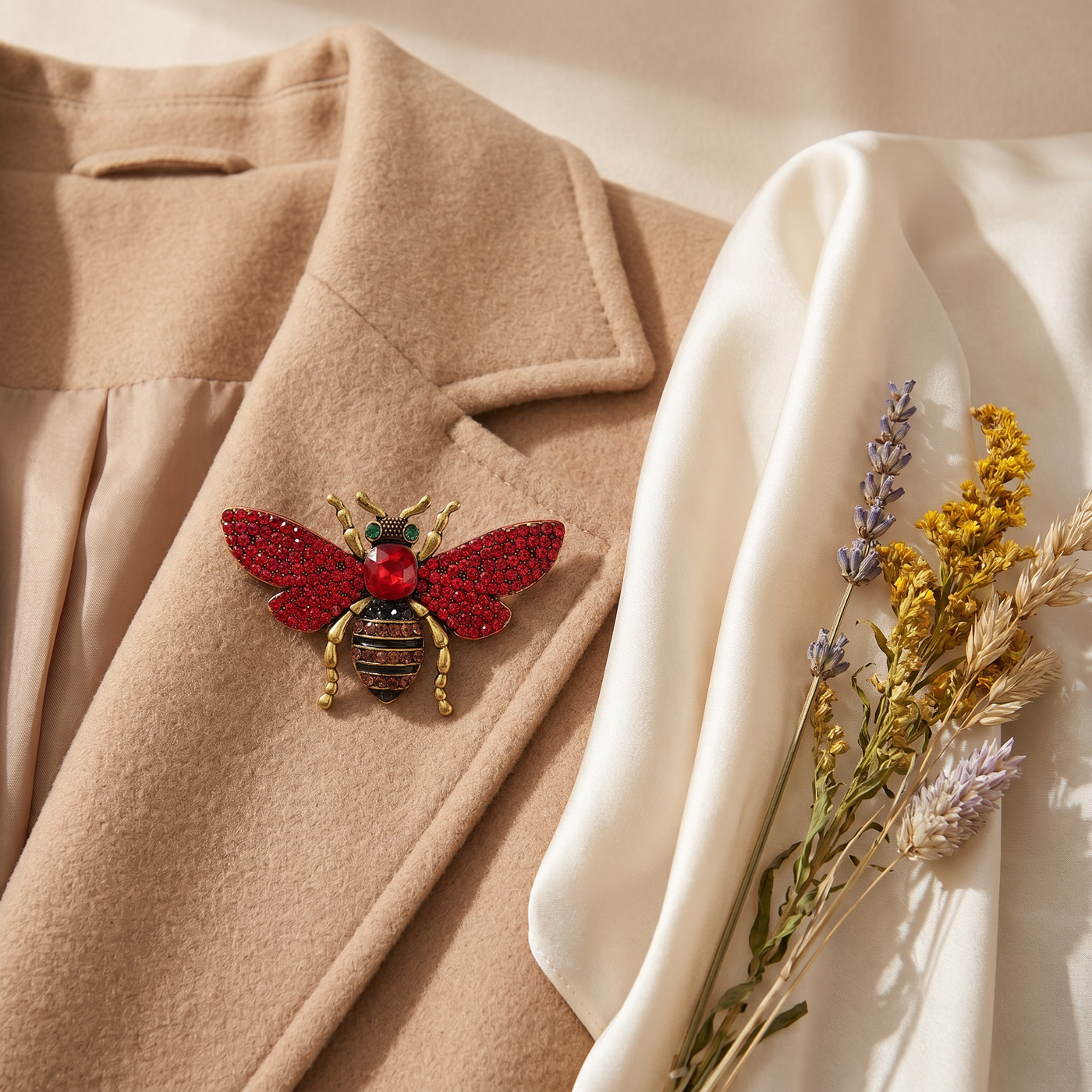 Broche Abeille en cristal, bijou vintage Alyvoa · Rouge