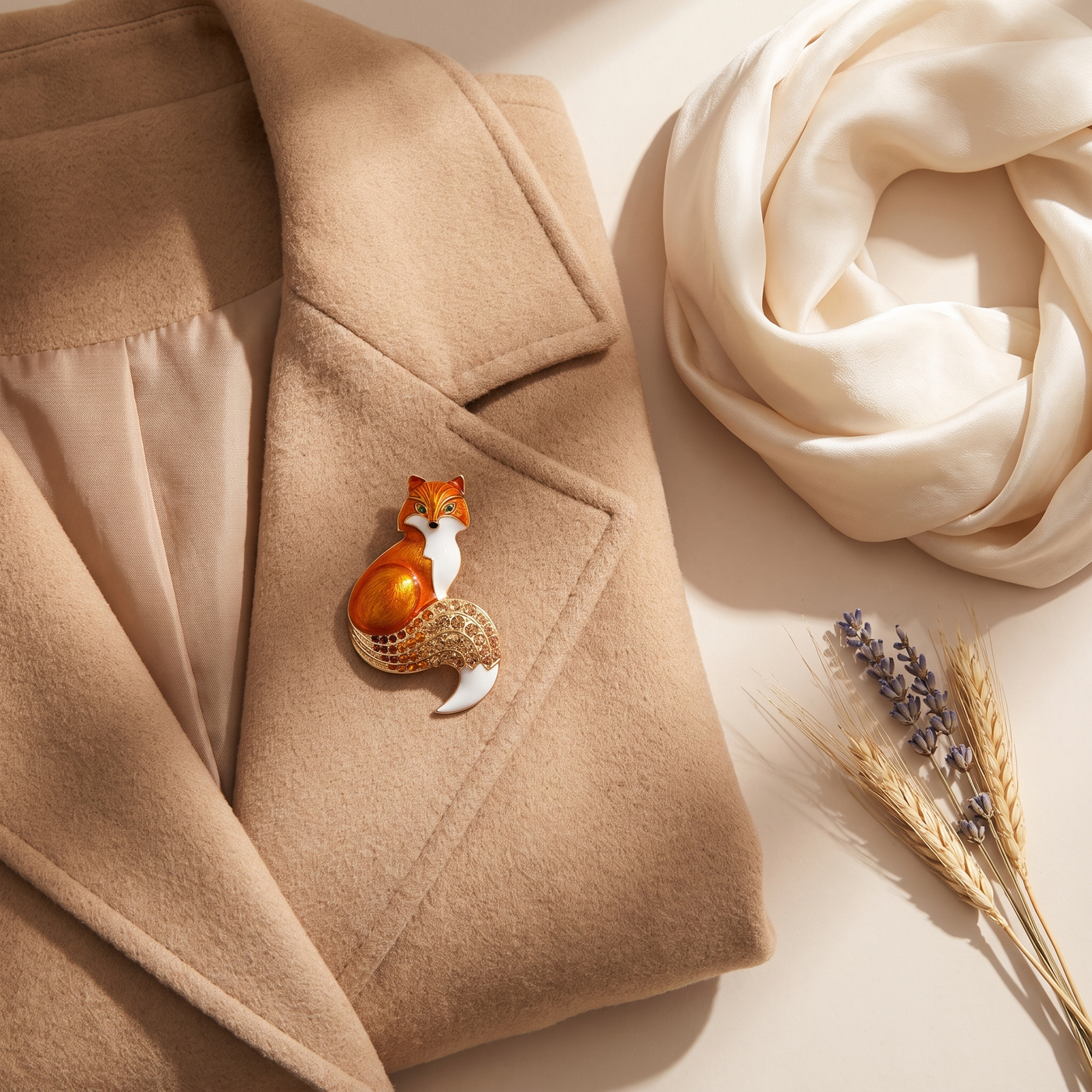 Broche Renard en cristal, bijou vintage Alyvoa · Jaune
