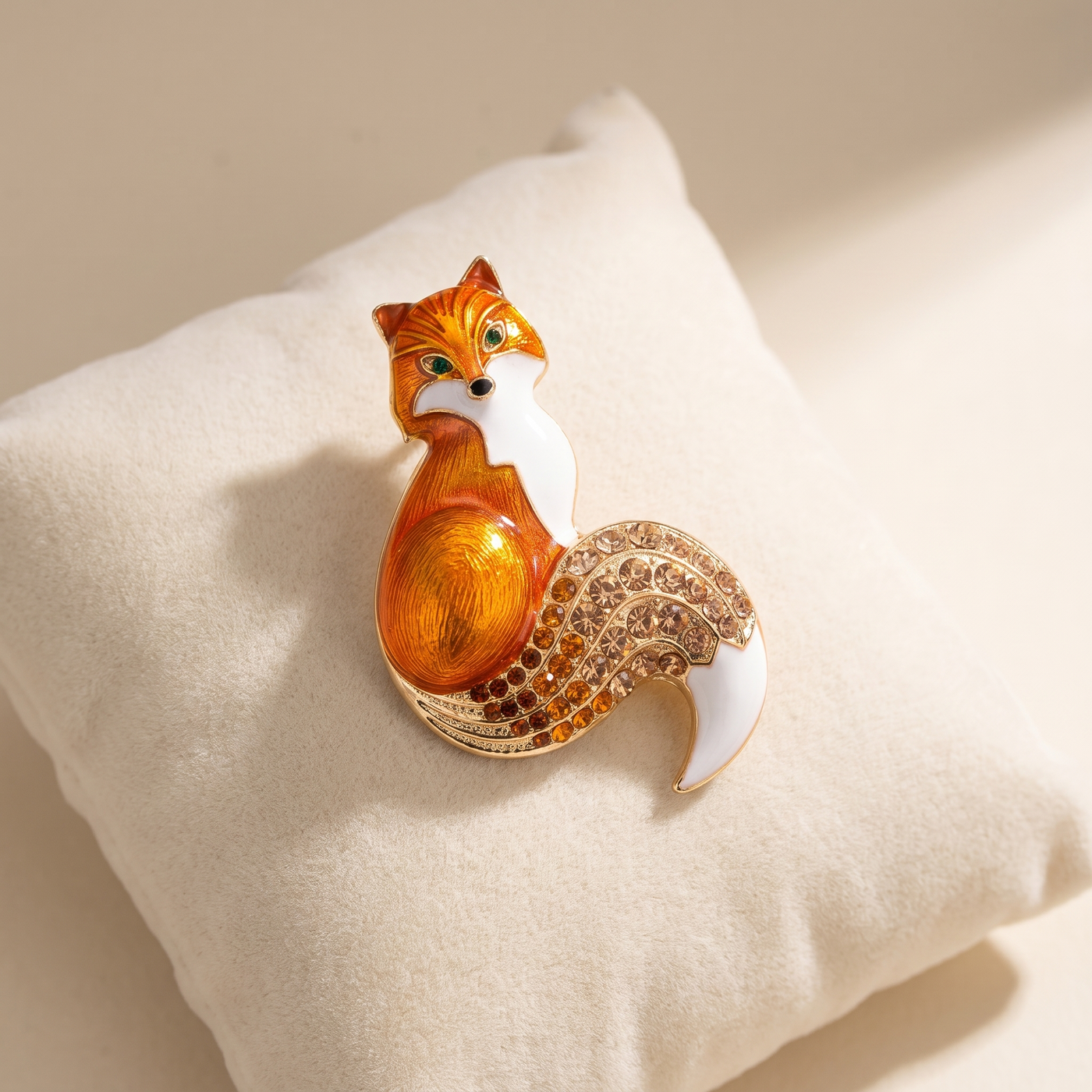 Broche Renard en cristal, bijou vintage Alyvoa · Jaune