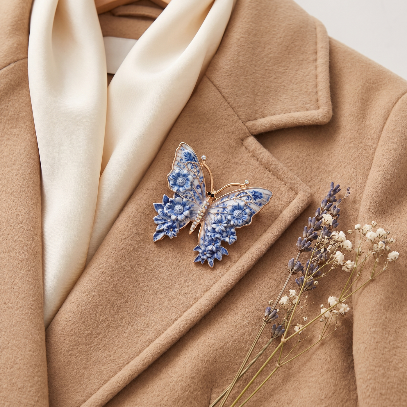 Broche Papillon, bijou fantaisie vintage Alyvoa · Bleu
