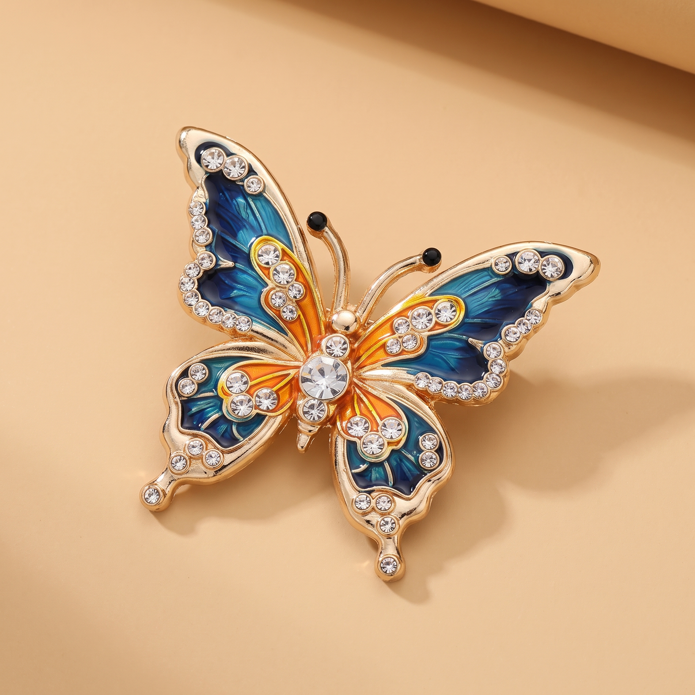 Broche Papillon en émail, bijou vintage Alyvoa · Bleu