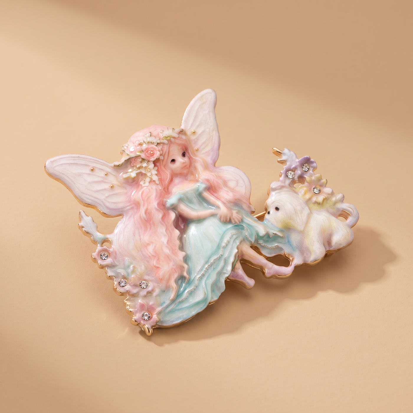 Broche Papillon · Émail · Rose · vue principale