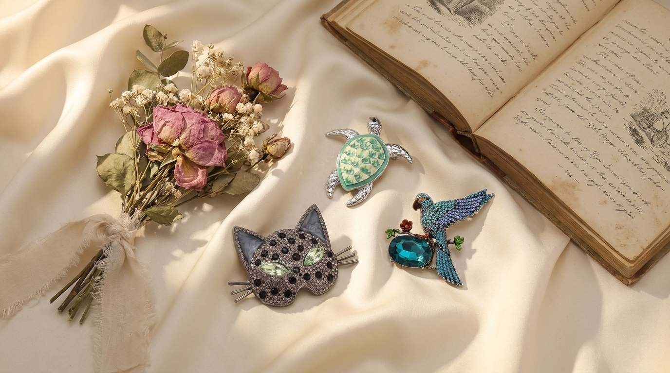 Broche Phénix · Cristal