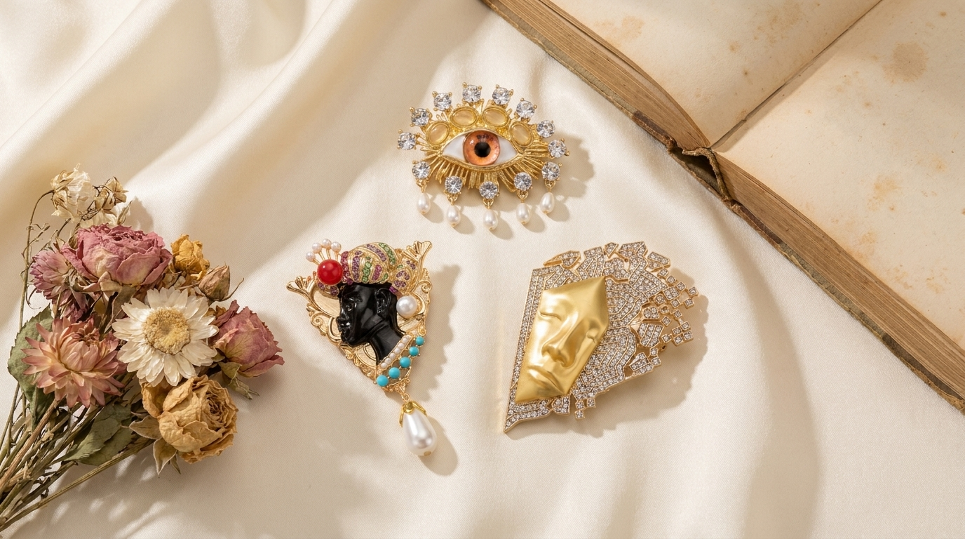 Broche Œil · Perles & Cristal