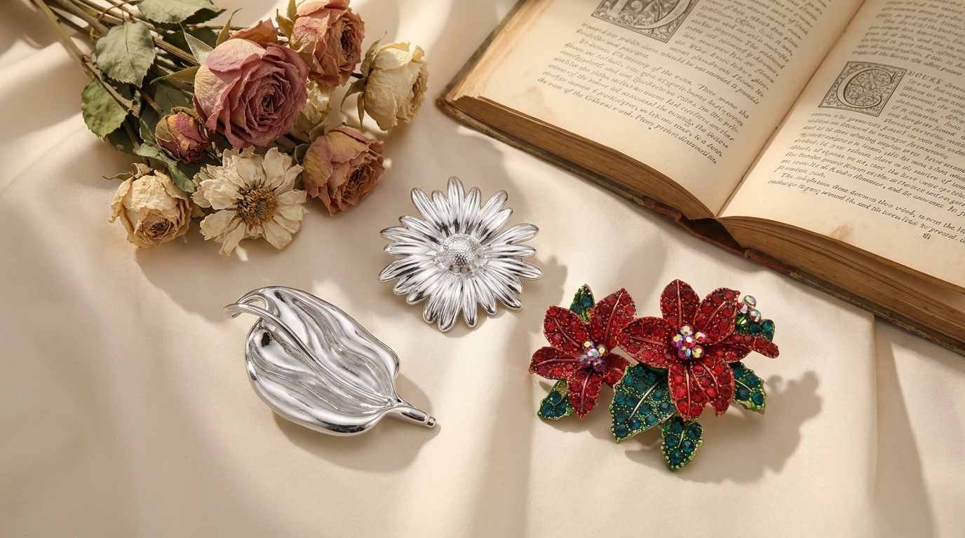 Broche Camélia · Émail